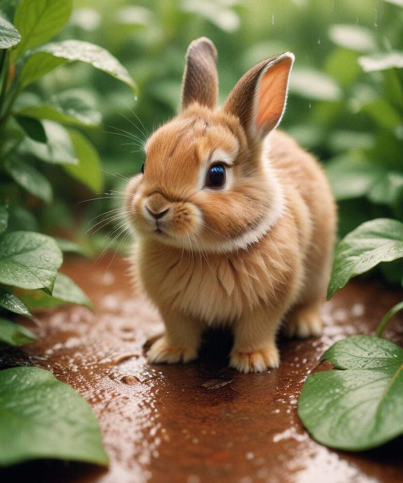 Small pet transportation in Los Angeles, California – bunny in greenery representing travel planning for small mammals