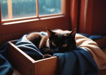Cat resting comfortably during Hawaii pet relocation preparation