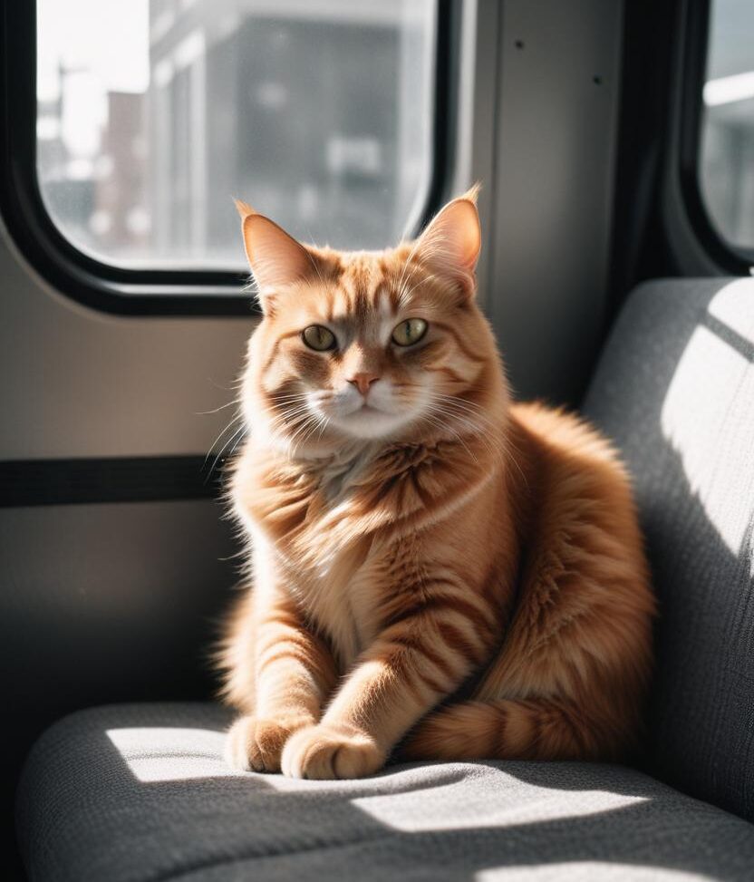 Cat riding comfortably during ground pet transportation in Charlotte, NC