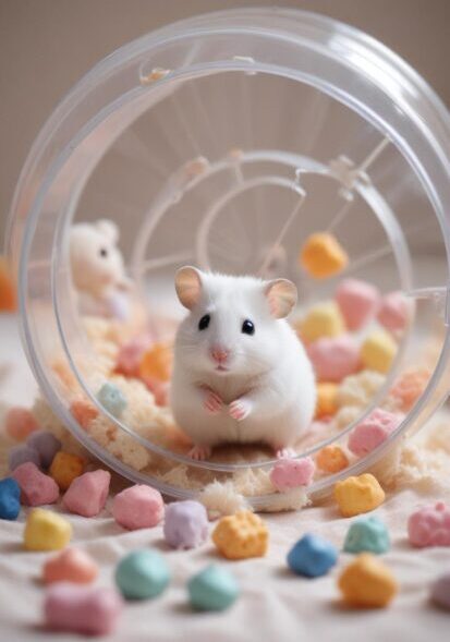 Hamster in a small pet enclosure, representing Cincinnati small mammal transportation planning