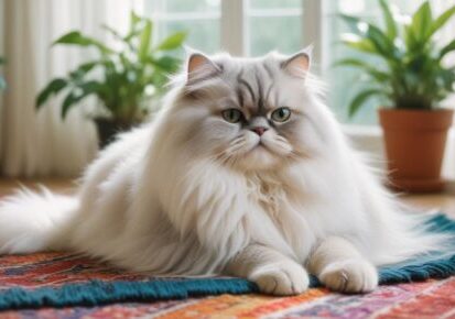 Long-haired cat indoors, representing cat transportation planning in Colorado Springs