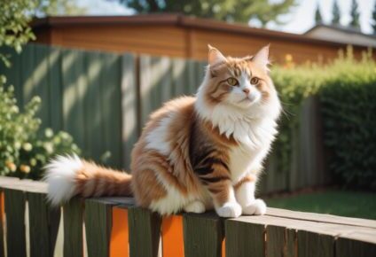 Long-haired cat sitting outdoors representing cat transportation services in Tucson, Arizona