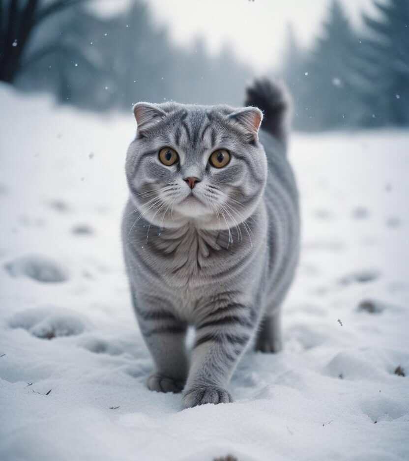Cat walking in winter conditions representing pet transportation planning from Sacramento, California