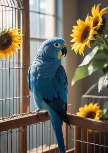 Pet bird in enclosure representing bird transportation services in Sacramento, California