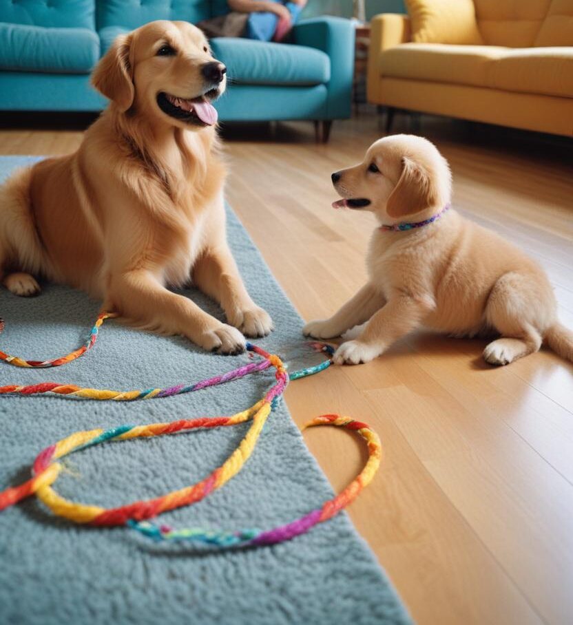 Dogs relaxing at home before pet relocation from St. Louis, Missouri