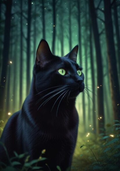 Cat transportation planning in Washington, DC – black cat with green eyes representing pet relocation support