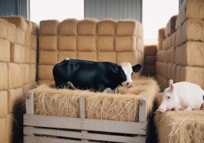 Animal transportation planning in Chicago, Illinois – piglets resting on hay during coordinated transport