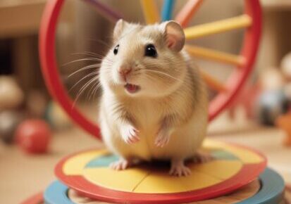 Small pet transportation in Brooklyn, NY – small mouse/hamster on a play platform during travel prep