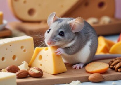 Small pet transportation planning in Chicago, Illinois – small rodent near food during travel preparation