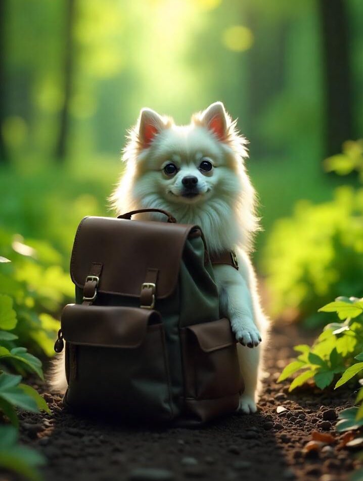 Small dog with travel backpack for pet relocation in Boston, MA