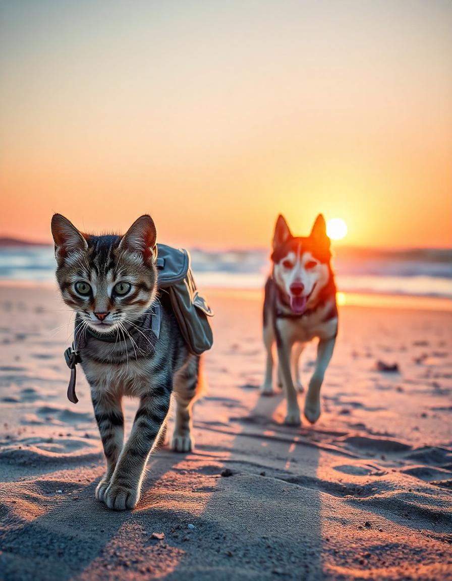Cat and dog traveling together, representing pet relocation and transportation services from The Bronx, New York