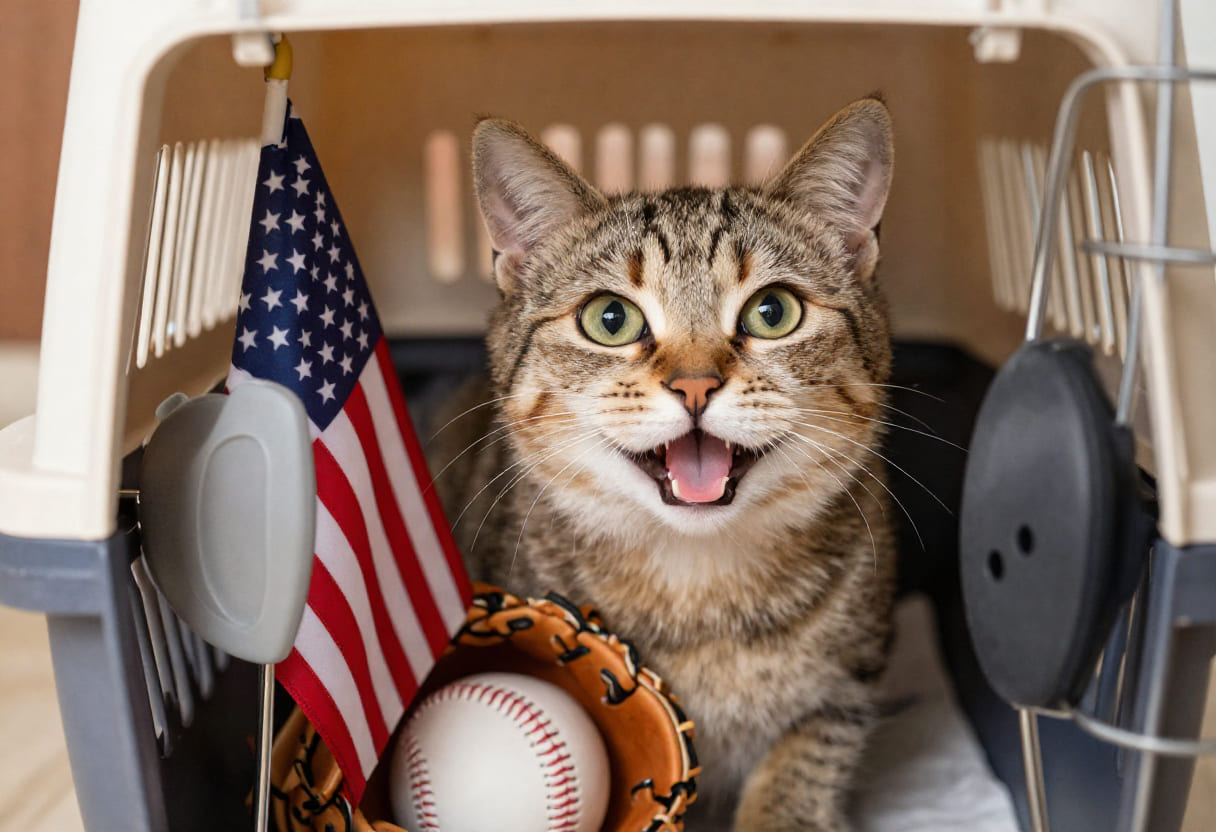 Cat ready for a move to the United States