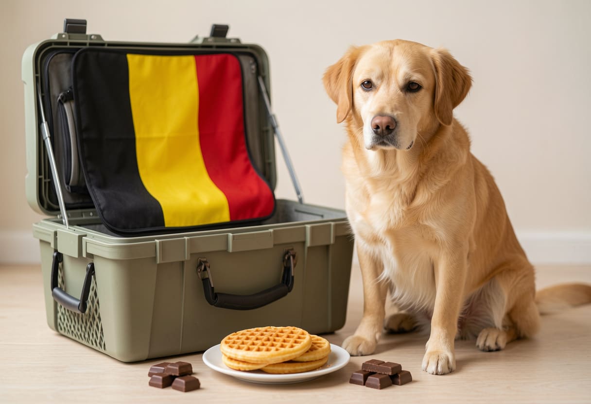 Dog ready for pet relocation from the USA to Belgium