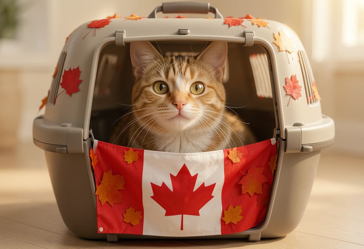 Cat ready for a USA to Canada pet move