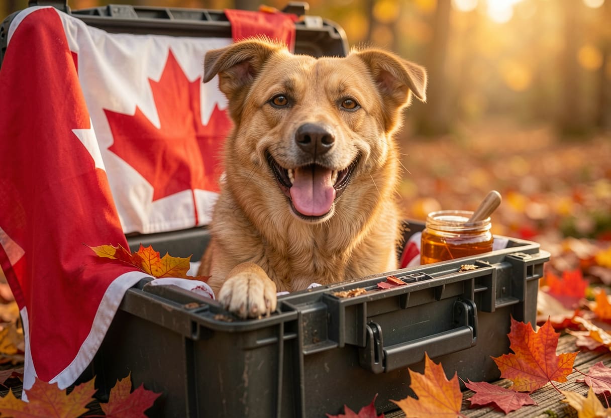 Dog ready for pet relocation from the USA to Canada