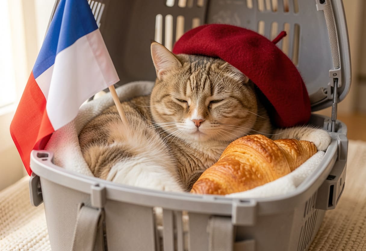 Cat ready for a USA to France pet move