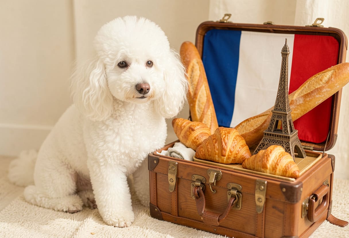 Poodle ready for pet relocation from the USA to France
