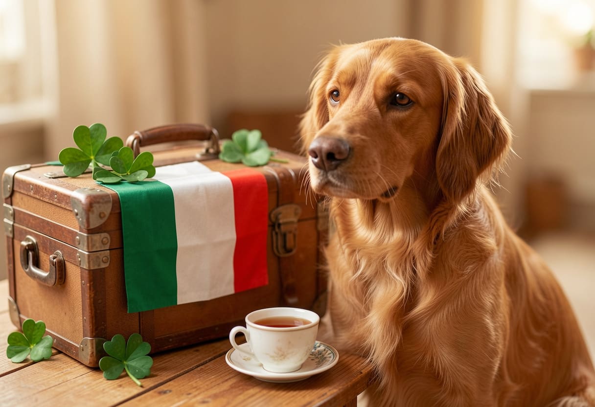 Irish setter ready for pet relocation from the USA to Ireland