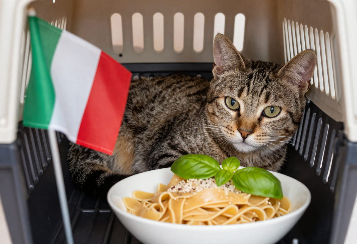 Cat ready for a USA to Italy pet move