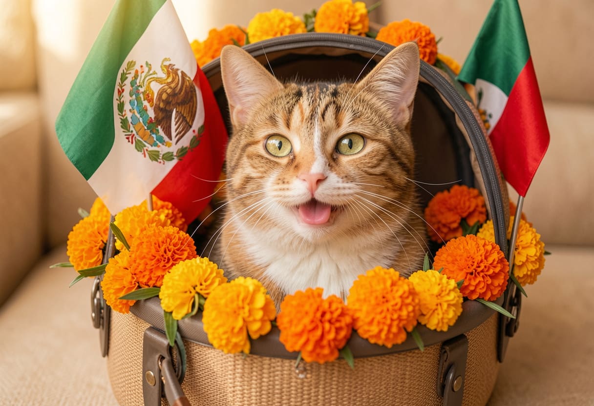 Cat ready for a USA to Mexico pet move