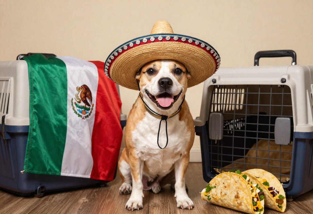 Dog ready for pet relocation from the USA to Mexico