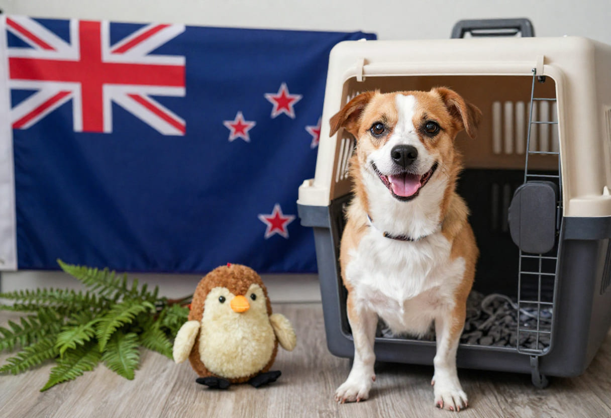 Dog ready for pet relocation from the USA to New Zealand