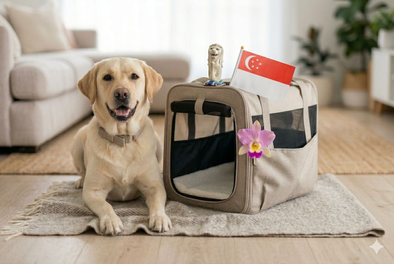 Labrador ready for pet relocation from the USA to Singapore