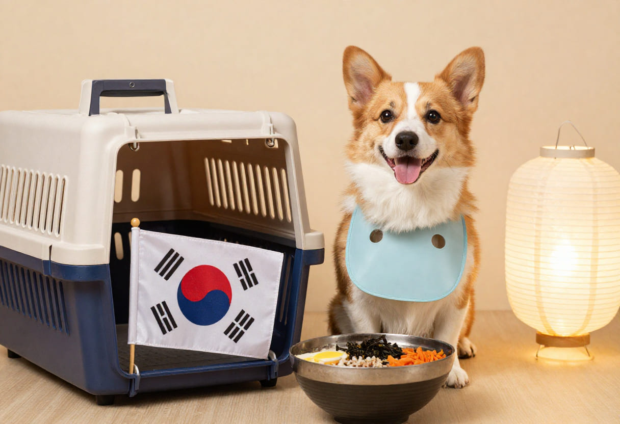 Dog ready for pet relocation from the USA to South Korea