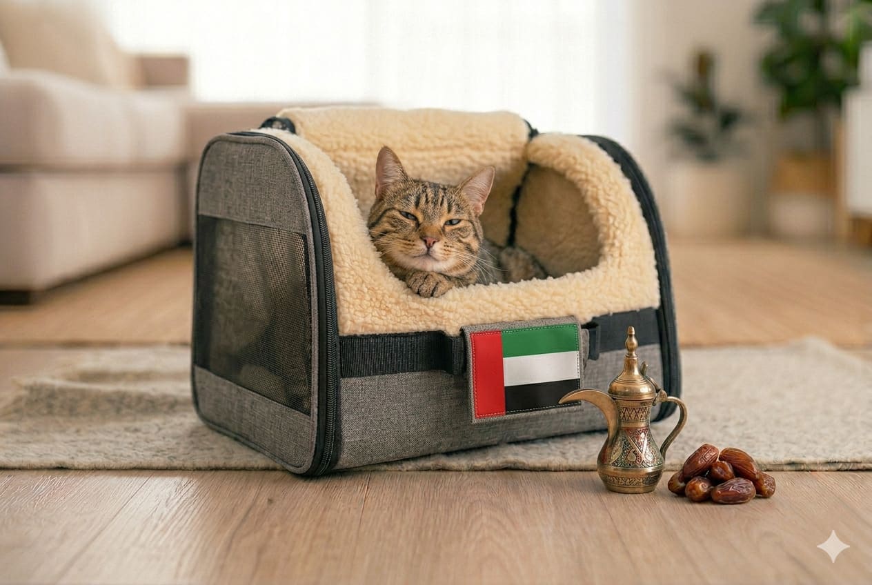 Cat ready for a USA to UAE pet move
