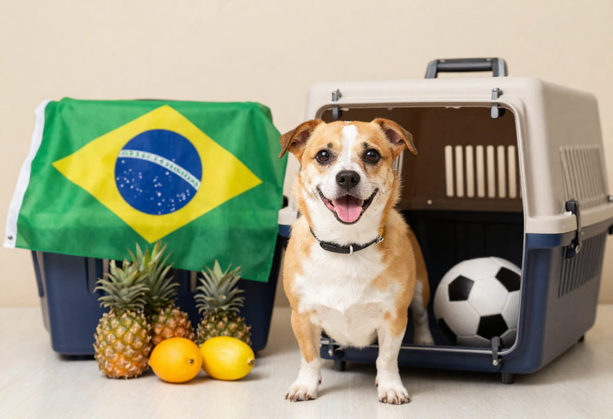 Dog ready for pet relocation from the USA to Brazil
