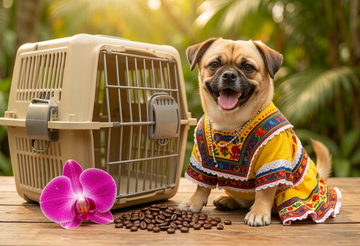 Dog ready for pet relocation from the USA to Colombia
