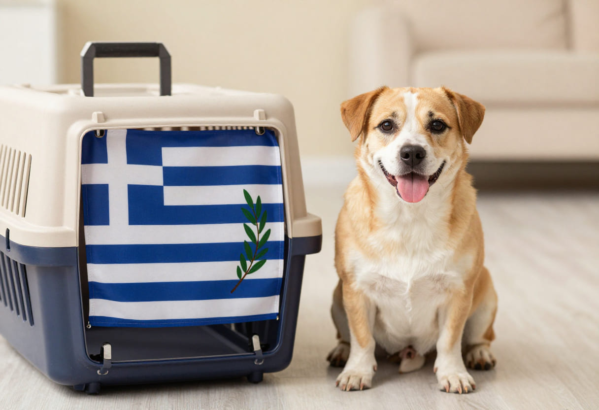 Dog ready for pet relocation from the USA to Greece