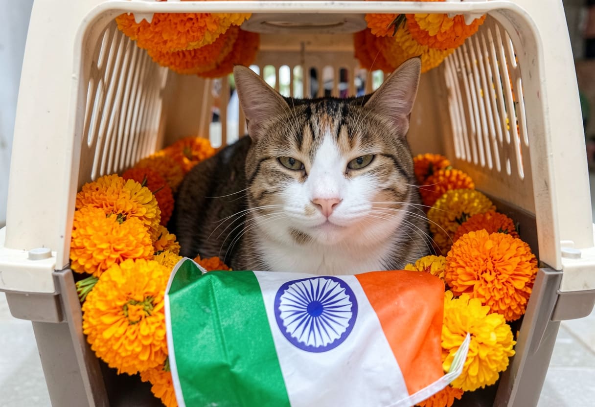 Cat ready for a USA to India pet move