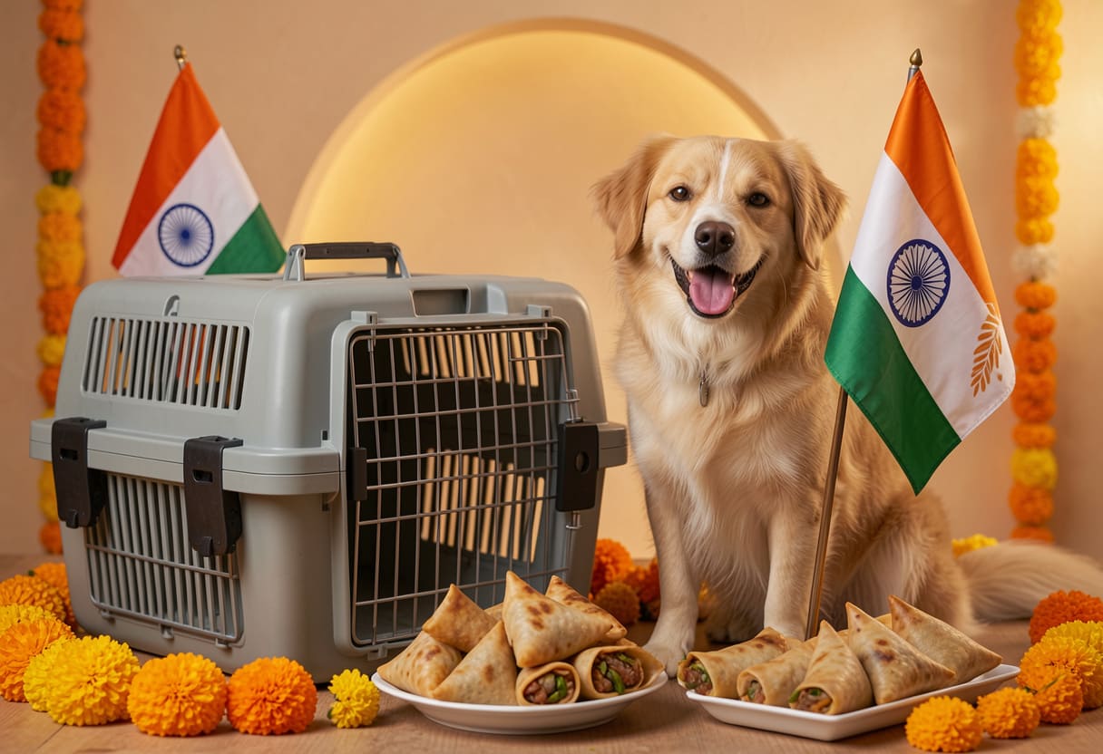 Dog ready for pet relocation from the USA to India